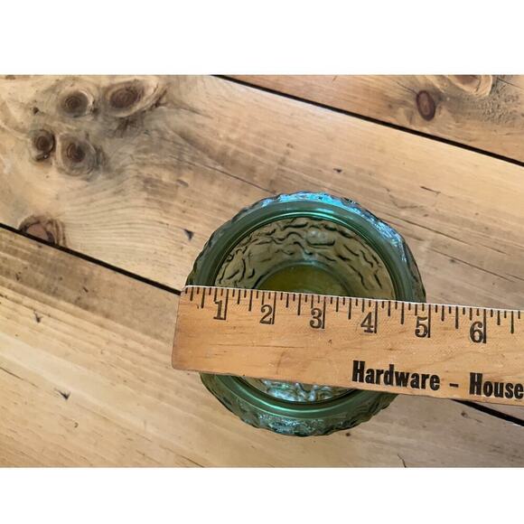 Vintage E O Brody Company green crinkle textured glass pitcher & planter bowl. - Picture 9 of 9